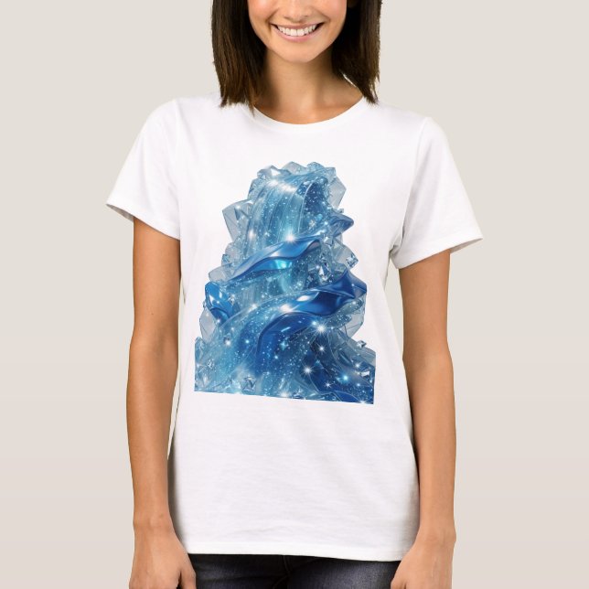 Camiseta Arte de texto 3D em prata Statement BLUE ICE WAVE (Frente)