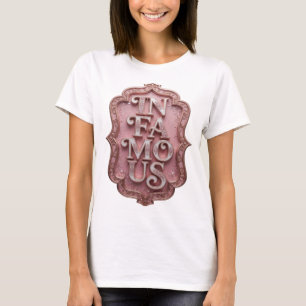 Camiseta Arte de texto 3D em rosa negrito IN FAMOSO