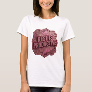 Camiseta Arte de texto 3D em rosa negrito REST É PRODUTIVO