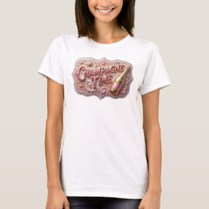 Camiseta Arte de Texto 3D em Rosa Vibrante TEMPO DE CHAMPAN