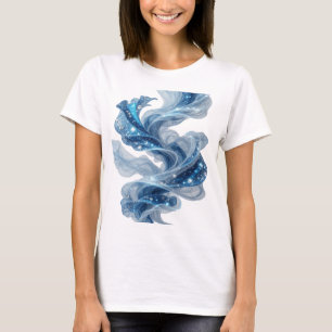 Camiseta Arte de texto 3D espirituoso prata ESTRELAS AZUIS