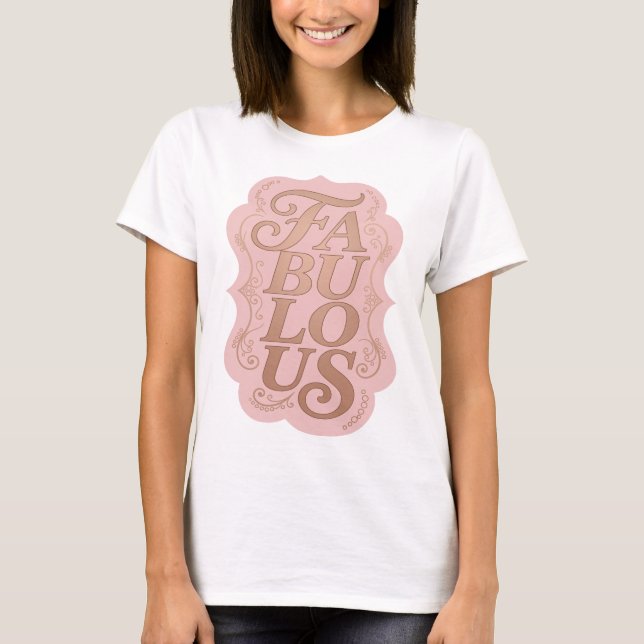 Camiseta Arte de texto 3D FABULOSA em Dynamic Gold (Frente)