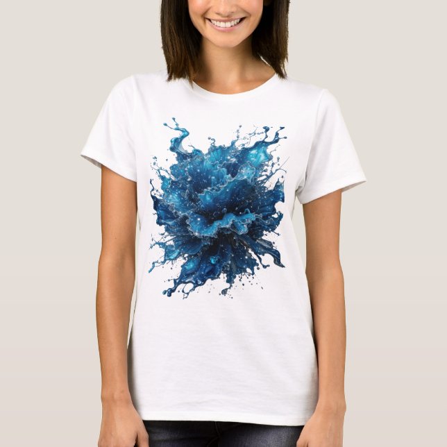 Camiseta Arte de Texto 3D Flores de Água Prata Snappy (Frente)