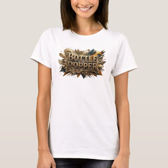 Camiseta Arte de texto 3D garrafa explosiva laranja clássic (Frente)