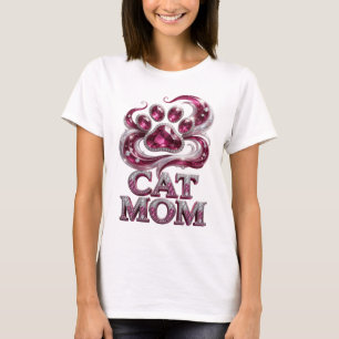 Camiseta Arte de texto 3D 'Mãe de Gato Rosa Linda'