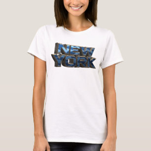 Camiseta Arte de Texto 3D Marinha Dinâmica NOVA YORK