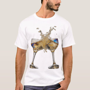 Camiseta Arte de texto 3D Prata JOVIAL BRINDE À BOA SAÚDE