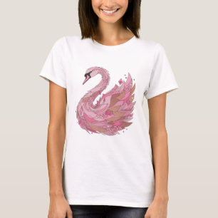 Camiseta Arte de Texto 3D Rosa Chic PINK SWAN
