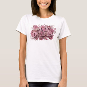 Camiseta Arte de Texto 3D Rosa Vibrante SONHO ROSA