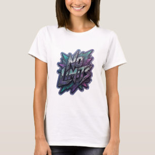 Camiseta Arte de Texto 3D Roxo Declaração SEM LIMITES