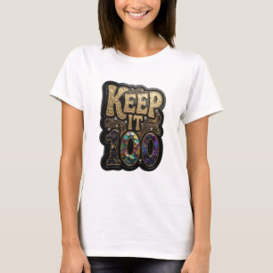 Camiseta Arte de Texto 3D Vibrante Dourado MANTENHA 100