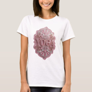 Camiseta Arte de texto 3D YOGA dourado e elegante