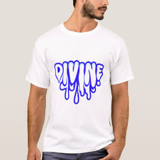 Camiseta Arte de texto em grafite DIVINE Drip – Azul Neon d