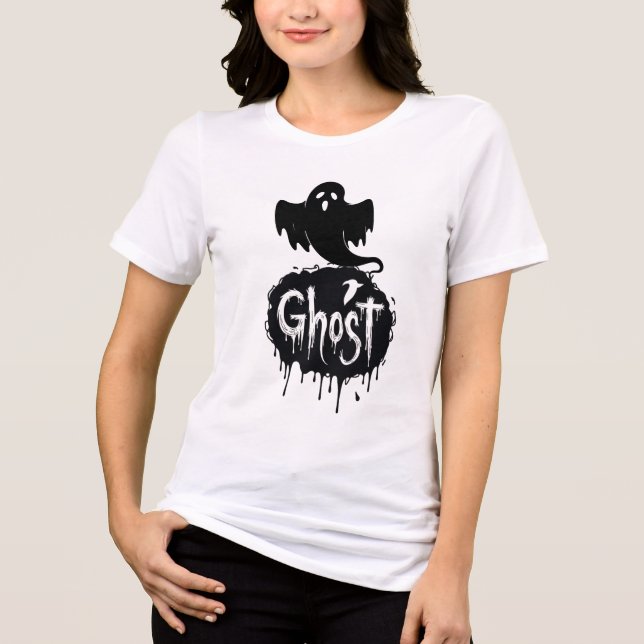 Camiseta Arte de texto pingando - Fantasma - Horror Sombrio (Frente)