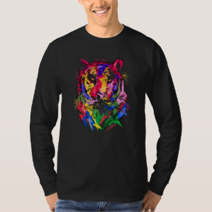 Camiseta Arte de Tigre Amantes de Animais Colorido Premium