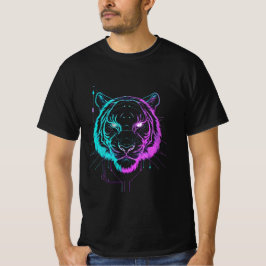 Camiseta Arte de tigre digital néon