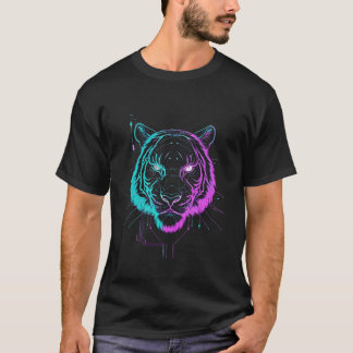 Camiseta Arte de tigre digital néon