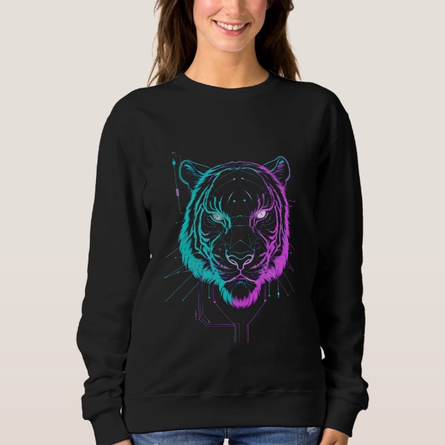 Camiseta Arte de tigre digital néon (Frente)