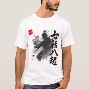 Camiseta Arte de Tinta de Caligrafia Japonesa Inspiradora K