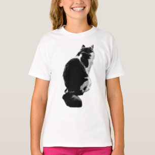 Camiseta Arte de Tinta Mínima de Gato Silhouette