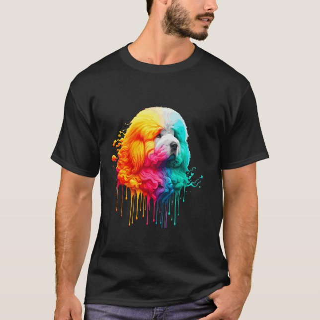 Camiseta Arte de Tinta Pingando Cachorro Puli (Frente)
