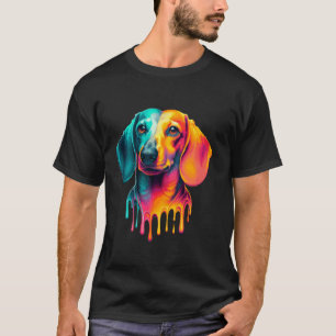 Camiseta Arte de Tinta Pingando Dachshund Cachorro Dachshun