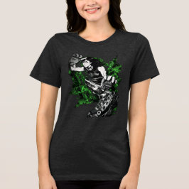 Camiseta Arte de Tinta Preta de Artista Marcial de Anime Di