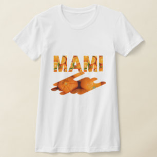 Camiseta Arte de Tipografia Laranja MAMI