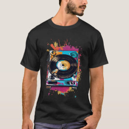 Camiseta Arte de toque de disco de vinil retrô