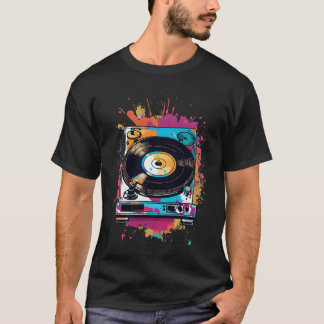 Camiseta Arte de toque de disco de vinil retrô