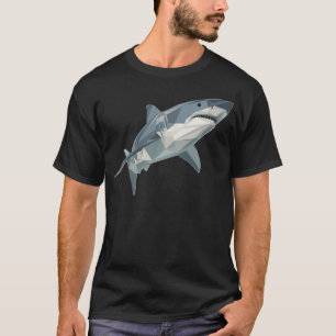 Camiseta arte de tubarão estilo minimalista