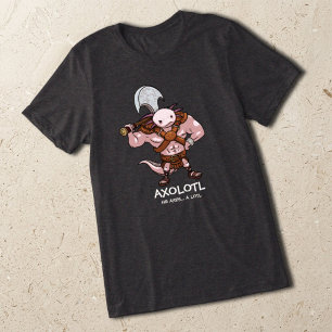 Camiseta Arte de um Axolote com um Guerreiro Gladiador de M
