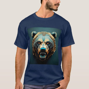 Camiseta Arte de Urso Estilizado Feroz