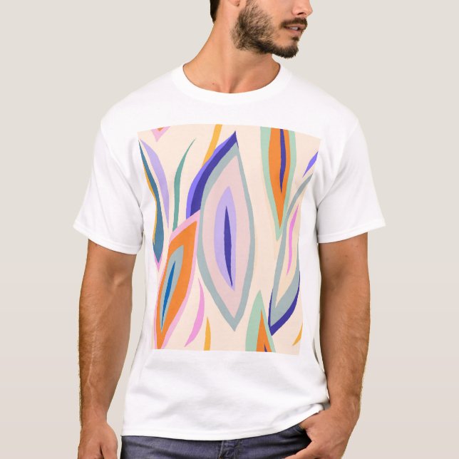 Camiseta Arte de Verão: Padrão de Colagem Criativa (Frente)