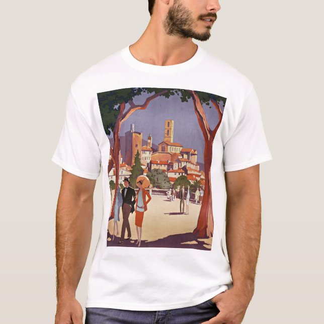 Camiseta Arte de Verão Vintage Grasse (Frente)