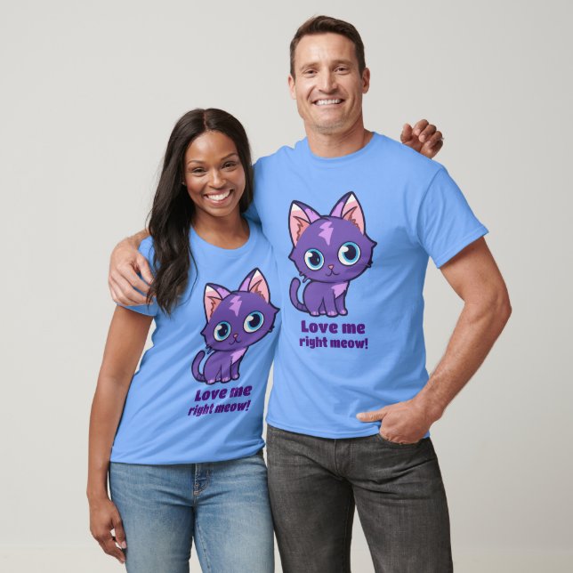 Camiseta Arte de Vetor de Gato de Animo Roxo (Unissex)
