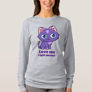 Camiseta Arte de Vetor de Gato de Animo Roxo