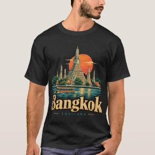 Camiseta Arte de Viagem de Bangkok Vintage Tailândia Marco