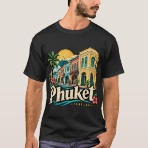 Camiseta Arte de Viagem de Phuket Vintage Tailândia Marco