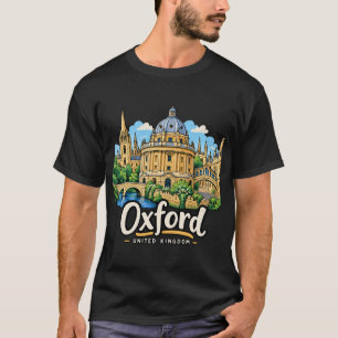 Camiseta Arte de Viagem Desenhada à Mão Oxford Reino Unido
