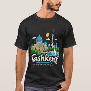 Camiseta Arte de Viagem Desenhada à Mão Tashkent Uzbequistã