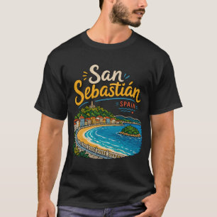 Camiseta Arte de Viagem do Desenho à Mão de San Sebastián E