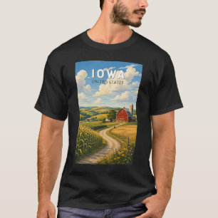 Camiseta Arte de Viagem Ilustração Vintage Iowa