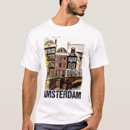 Camiseta Arte de Viagens vintage das ruas de Amsterdã