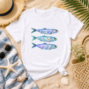 Camiseta Arte de Vida Marinha de Peixes Florais