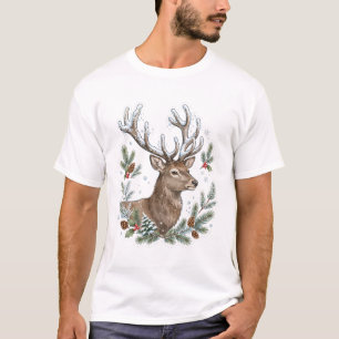 Camiseta Arte de vida selvagem de Natal em aquarela de vead