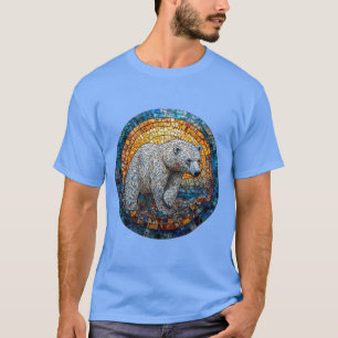 Camiseta Arte de Vidro Manchado de Urso Polar Majestoso