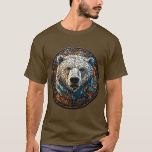 Camiseta Arte de Vidro Manchado de Urso Polar Majestoso