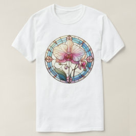 Camiseta Arte de Vidro Pintado com Orquídea