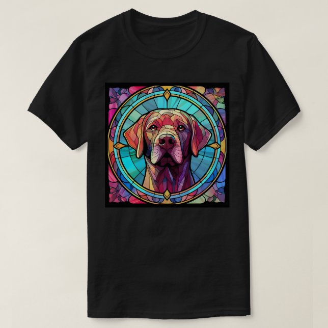 Camiseta Arte de Vidro Pintado de Labrador (Frente do Design)